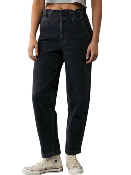 American Eagle Outfitters Pants - American Eagle High Rise Paper Bag Barrel Corduroy Pants 12 S Baggy Street-wear